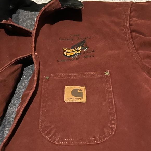 Carhartt chore coat blanket lined size medium CO2 CLY burgundy vintage - Picture 3 of 9